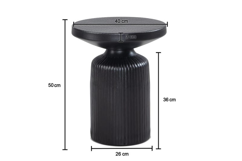 Sivupöytä Wohnling Metalli pyöreä 40 cm musta vasarointi ilme teollinen - Huonekalut - Pöytä & ruokailuryhmä - Apupöytä & sivupöytä - Tarjotinpöytä & pikkupöytä