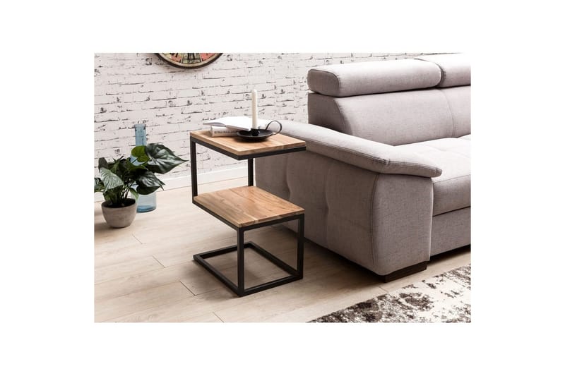 Sivupöytä Wohnling Täyttä puuta, S kuutio, metallikehys maalaistyyliä Akaasia - Akaasia - Huonekalut - Pöytä & ruokailuryhmä - Apupöytä & sivupöytä - Tarjotinpöytä & pikkupöytä