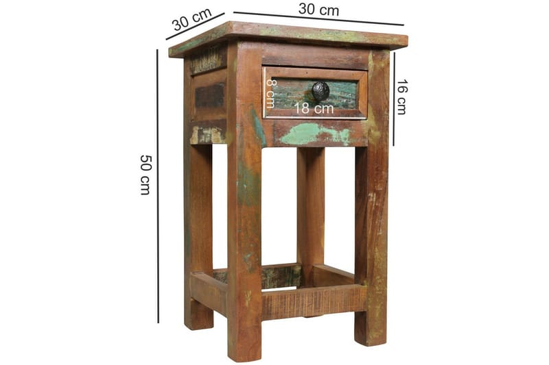 Sivupöytä Wohnling Vankka kierrätetty puu Kolkuttan vetolaatikko teollinen - Huonekalut - Pöytä & ruokailuryhmä - Apupöytä & sivupöytä - Tarjotinpöytä & pikkupöytä