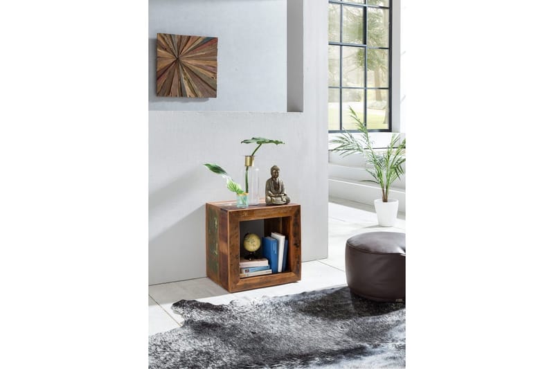 Sivupöytä Wohnling Vankka kierrätetty puu Kolkuttan kuutio teollinen - Huonekalut - Pöytä & ruokailuryhmä - Apupöytä & sivupöytä - Tarjotinpöytä & pikkupöytä