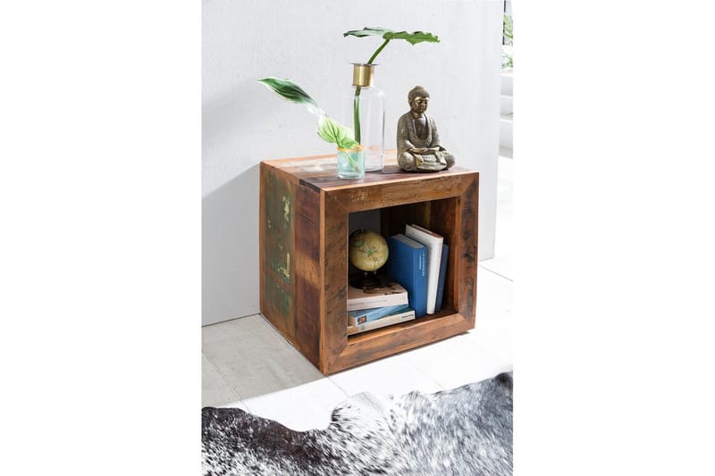 Sivupöytä Wohnling Vankka kierrätetty puu Kolkuttan kuutio teollinen - Huonekalut - Pöytä & ruokailuryhmä - Apupöytä & sivupöytä - Tarjotinpöytä & pikkupöytä