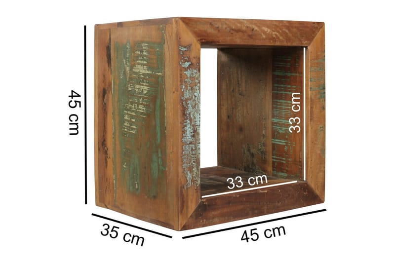 Sivupöytä Wohnling Vankka kierrätetty puu Kolkuttan kuutio teollinen - Huonekalut - Pöytä & ruokailuryhmä - Apupöytä & sivupöytä - Tarjotinpöytä & pikkupöytä