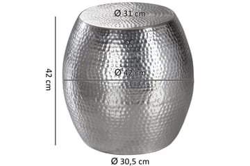 Sivupöytä Wohnling pyöreä 30 cm, 42 cm korkeus, alumiini taottu ilme, itämainen tyyli Hopea - Hopea - Huonekalut - Pöytä & ruokailuryhmä - Apupöytä & sivupöytä - Tarjotinpöytä & pikkupöytä