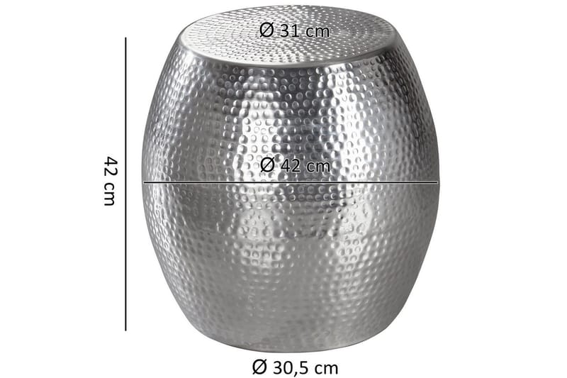 Sivupöytä Wohnling pyöreä 30 cm, 42 cm korkeus, alumiini taottu ilme, itämainen tyyli Hopea - Hopea - Huonekalut - Pöytä & ruokailuryhmä - Apupöytä & sivupöytä - Tarjotinpöytä & pikkupöytä