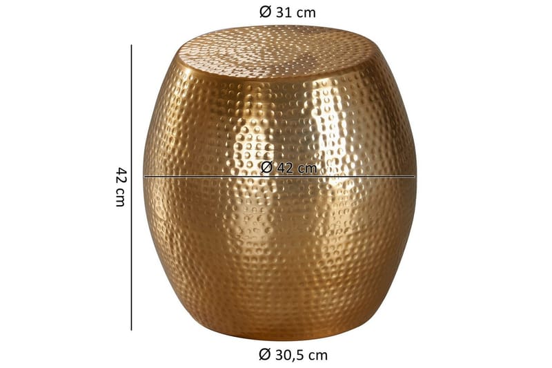 Sivupöytä Wohnling pyöreä 30 cm, 42 cm korkeus, alumiini taottu ilme, itämainen tyyli Kulta - Kulta - Huonekalut - Pöytä & ruokailuryhmä - Apupöytä & sivupöytä - Tarjotinpöytä & pikkupöytä