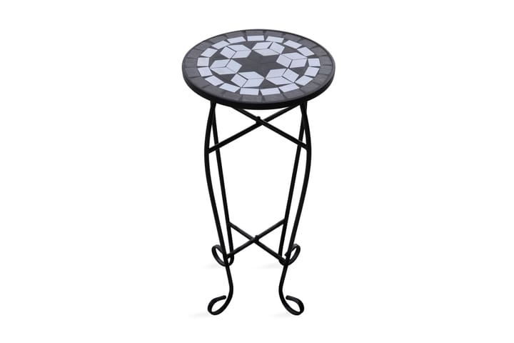 Sivupöytä/kasviteline mosaiikkikuvio musta ja valkoinen - Musta - Lamppupöytä - Tarjotinpöytä & pikkupöytä