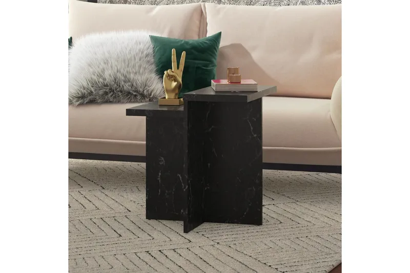 Sivupöytä/Päätypöytä Brielle Musta marmori - Musta marmori - Huonekalut - Pöytä & ruokailuryhmä - Apupöytä & sivupöytä - Lamppupöytä