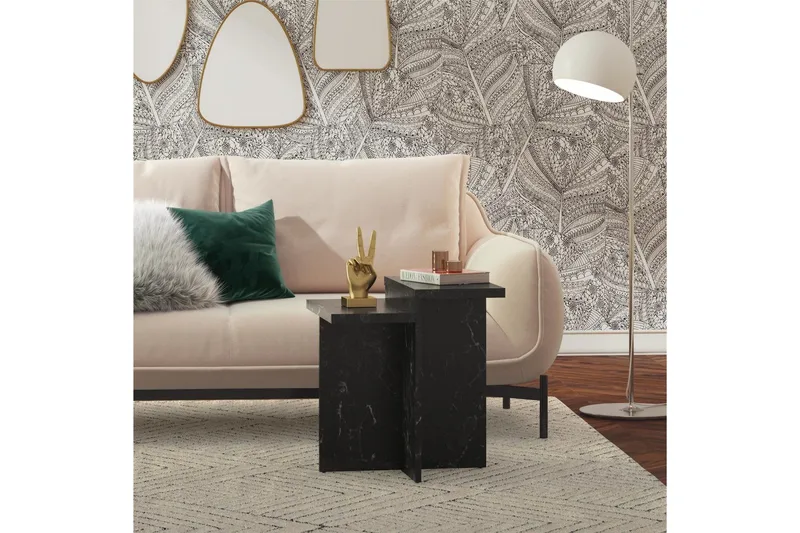 Sivupöytä/Päätypöytä Brielle Musta marmori - Musta marmori - Huonekalut - Pöytä & ruokailuryhmä - Apupöytä & sivupöytä - Lamppupöytä