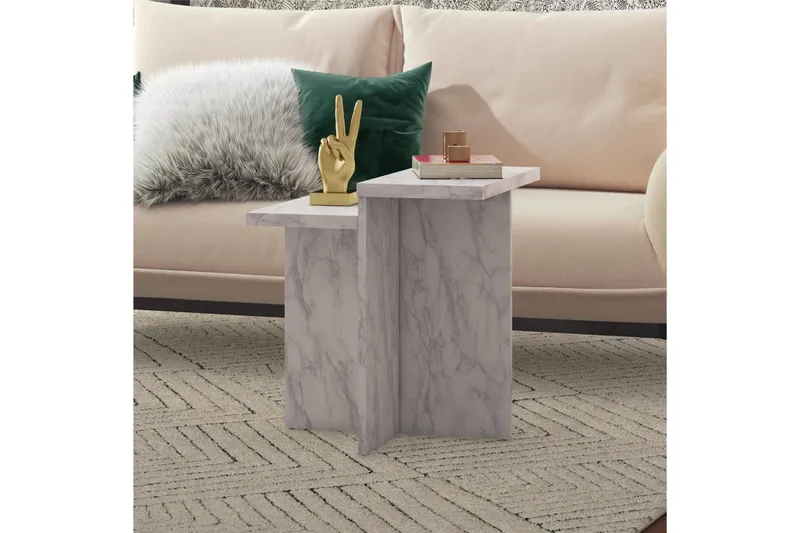 Sivupöytä/Päätypöytä Brielle Valkoinen marmori - Valkoinen marmori - Huonekalut - Pöytä & ruokailuryhmä - Apupöytä & sivupöytä - Lamppupöytä