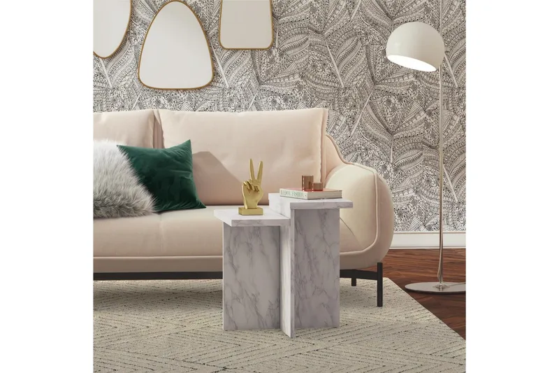 Sivupöytä/Päätypöytä Brielle Valkoinen marmori - Valkoinen marmori - Huonekalut - Pöytä & ruokailuryhmä - Apupöytä & sivupöytä - Lamppupöytä