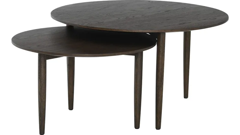 Sohvapöytäsetti Ravik Ø90/Ø70 cm, Ruskea
