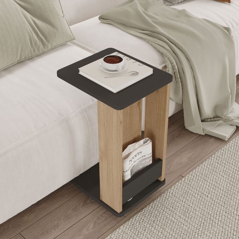 Solven sivupöytä 32x42x55 cm - Oak ja Anthracite - Huonekalut - Pöytä & ruokailuryhmä - Apupöytä & sivupöytä - Tarjotinpöytä & pikkupöytä