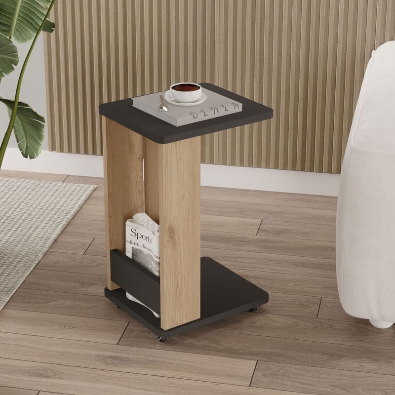 Solven sivupöytä 32x42x55 cm - Oak ja Anthracite - Huonekalut - Pöytä & ruokailuryhmä - Apupöytä & sivupöytä - Tarjotinpöytä & pikkupöytä