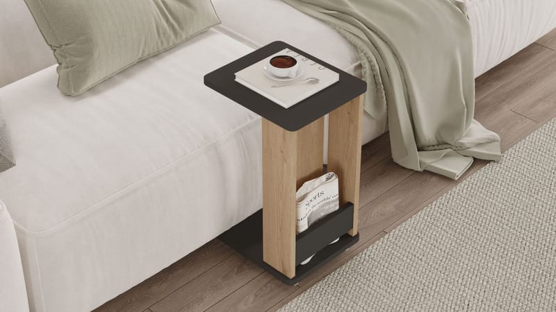 Solven sivupöytä 32x42x55 cm - Oak ja Anthracite - Huonekalut - Pöytä & ruokailuryhmä - Apupöytä & sivupöytä - Tarjotinpöytä & pikkupöytä