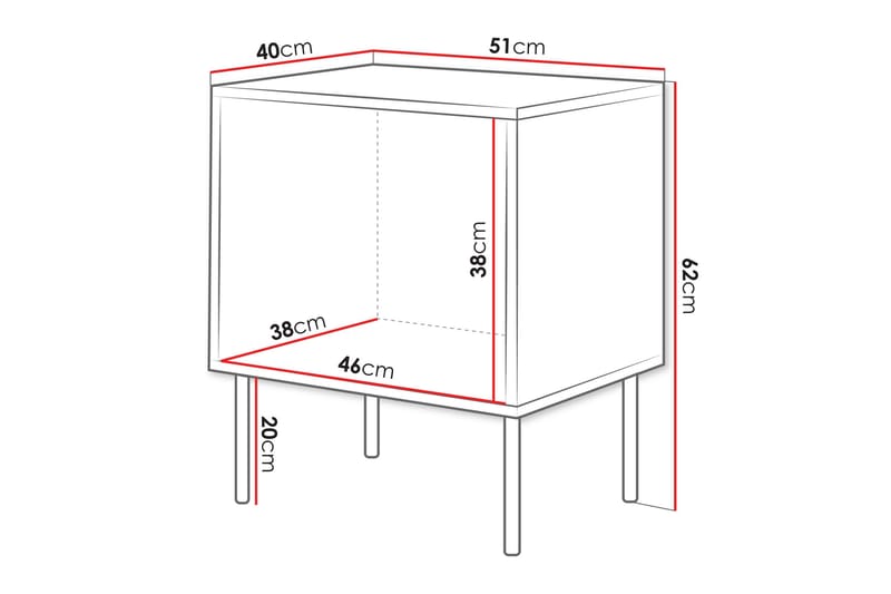 Stintino Yöpöytä 51 cm - Musta/Ruskea - Huonekalut - Pöytä & ruokailuryhmä - Apupöytä & sivupöytä - Yöpöytä