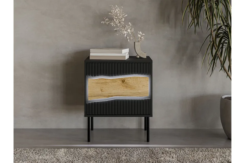 Stintino Yöpöytä 51 cm - Musta/Ruskea - Huonekalut - Pöytä & ruokailuryhmä - Apupöytä & sivupöytä - Yöpöytä