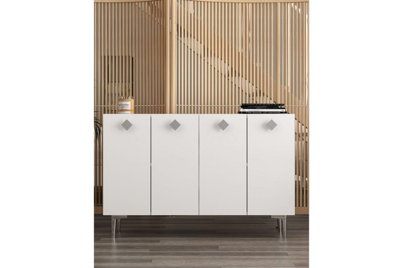 Sylas Konsolipöytä 120x120 cm - Valkoinen/Hopea - Huonekalut - Pöytä & ruokailuryhmä - Apupöytä & sivupöytä - Konsolipöytä