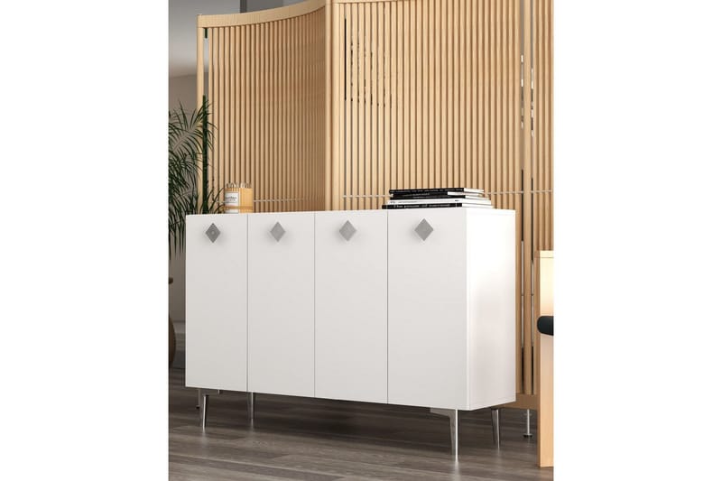 Sylas Konsolipöytä 120x120 cm - Valkoinen/Hopea - Huonekalut - Pöytä & ruokailuryhmä - Apupöytä & sivupöytä - Konsolipöytä