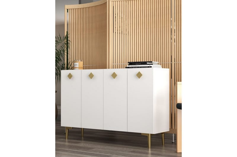 Sylas Konsolipöytä 120x120 cm - Valkoinen/Kulta - Huonekalut - Pöytä & ruokailuryhmä - Apupöytä & sivupöytä - Konsolipöytä