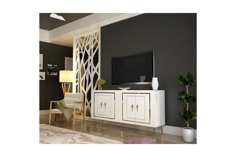 Talon Konsolipöytä 150 cm - Valkoinen/Keltainend - Huonekalut - Pöytä & ruokailuryhmä - Apupöytä & sivupöytä - Konsolipöytä