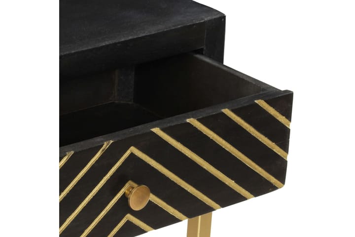 Konsolipöytä musta ja kulta 90x30x75 cm täysi mangopuu - Musta - Lamppupöytä - Tarjotinpöytä & pikkupöytä