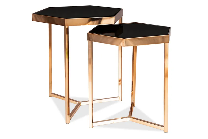 Sarjapöytä Parikia 48 cm Kuusikulmainen, Lasi/Kulta