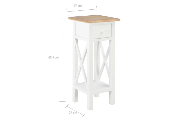 Senkki valkoinen 27x27x65,5 cm puu - Valkoinen - Lamppupöytä - Tarjotinpöytä & pikkupöytä
