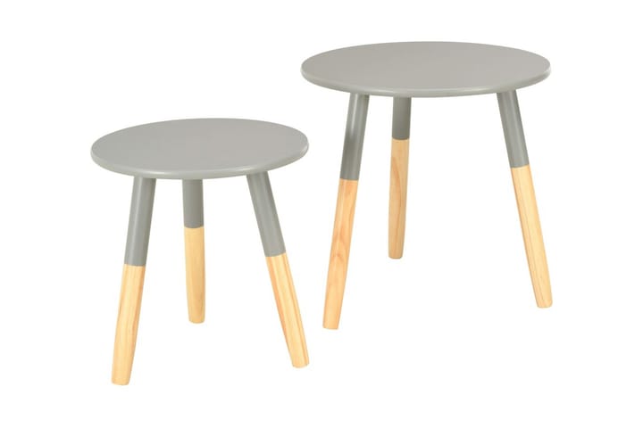 Sivupöydät 2 kpl harmaa täysi mänty - Harmaa - Tarjotinpöytä & pikkupöytä - Lamppupöytä