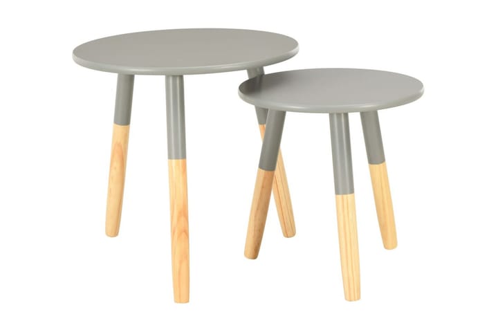 Sivupöydät 2 kpl harmaa täysi mänty - Harmaa - Lamppupöytä - Tarjotinpöytä & pikkupöytä