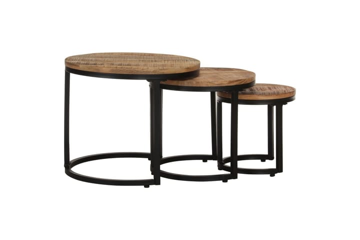 Sivupöydät 3 kpl karkea mangopuu - Ruskea - Tarjotinpöytä & pikkupöytä - Lamppupöytä