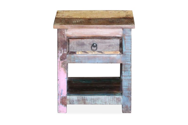 Sivupöytä 1 Laatikolla Täysi Uusiokäytetty Puu 43x33x51 cm - Ruskea - Huonekalut - Pöytä & ruokailuryhmä - Apupöytä & sivupöytä - Tarjotinpöytä & pikkupöytä