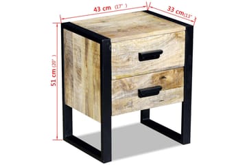 Sivupöytä 2 Laatikolla Täysi Mangopuu 43x33x51 cm - Ruskea - Huonekalut - Pöytä & ruokailuryhmä - Apupöytä & sivupöytä - Tarjotinpöytä & pikkupöytä