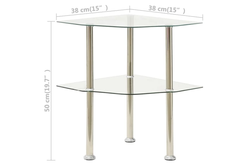 Sivupöytä 2-tasoinen 38x38x50 cm - Läpinäkyvä - Huonekalut - Pöytä & ruokailuryhmä - Apupöytä & sivupöytä - Tarjotinpöytä & pikkupöytä