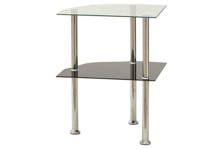 Sivupöytä 2-tasoinen 38x38x50 cm - Läpinäkyvä/Musta - Lamppupöytä - Tarjotinpöytä & pikkupöytä