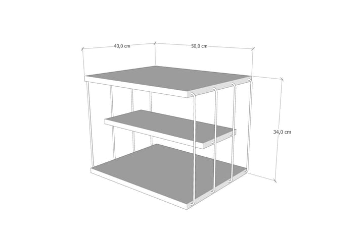 Sivupöytä 50 cm - Valkoinen / musta - Tarjotinpöytä & pikkupöytä - Lamppupöytä