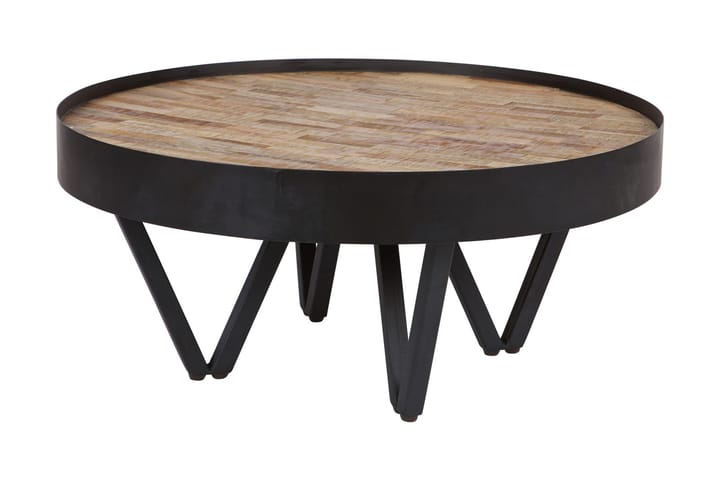 Sivupöytä Daciana 74 cm Pyöreä - Luonnonväri/Musta - Lamppupöytä - Tarjotinpöytä & pikkupöytä