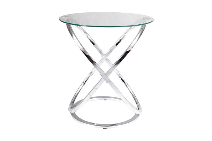 Sivupöytä Dehesa 52 cm Pyöreä - Lasi/Hopea - Tarjotinpöytä & pikkupöytä - Lamppupöytä