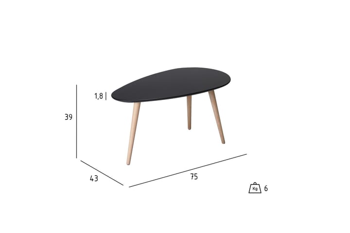 Sivupöytä Fly Puu Matta Musta - Musta - Tarjotinpöytä & pikkupöytä - Lamppupöytä