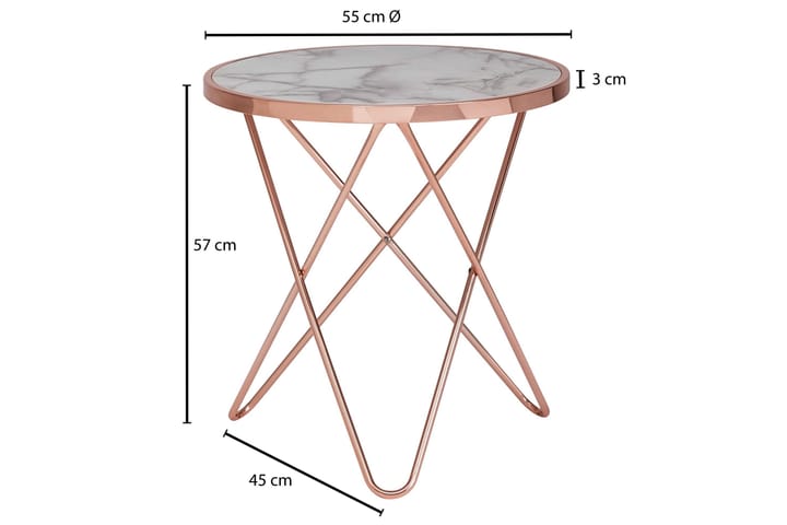 Sivupöytä Ingoldmells 55 cm - Valkoinen/Messinki - Tarjotinpöytä & pikkupöytä - Lamppupöytä