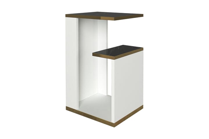 Sivupöytä Komatz 35 cm - Valkoinen/Kulta/Musta - Tarjotinpöytä & pikkupöytä - Lamppupöytä