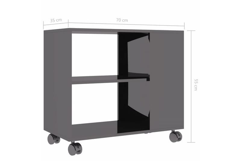 Sivupöytä korkeakiilto harmaa 70x35x55 cm lastulevy - Huonekalut - Pöytä & ruokailuryhmä - Apupöytä & sivupöytä - Tarjotinpöytä & pikkupöytä