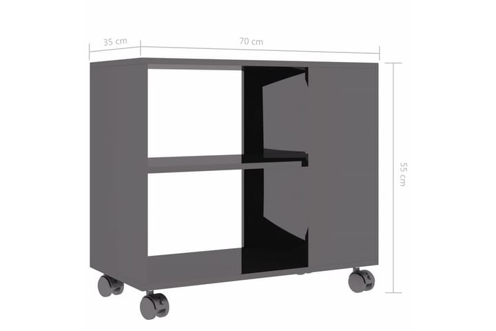 Sivupöytä korkeakiilto harmaa 70x35x55 cm lastulevy - Lamppupöytä - Tarjotinpöytä & pikkupöytä