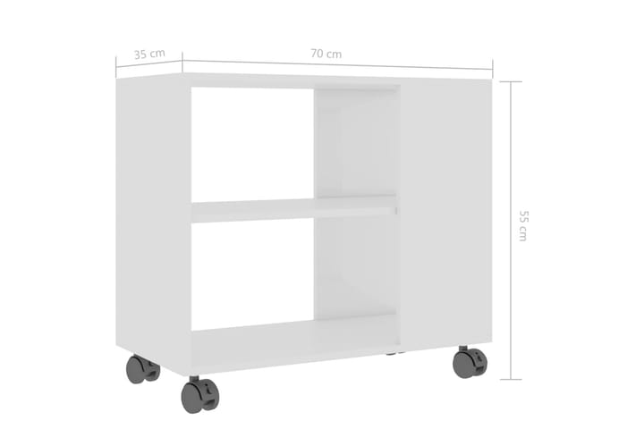 Sivupöytä korkeakiilto valkoinen 70x35x55 cm lastulevy - Tarjotinpöytä & pikkupöytä - Lamppupöytä