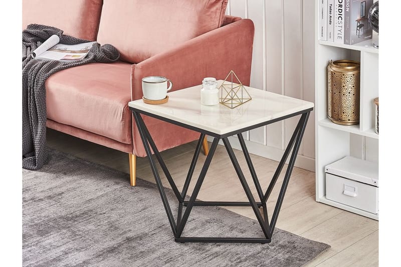 Sivupöytä Losleones 50 cm - Valkoinen / musta - Huonekalut - Pöytä & ruokailuryhmä - Apupöytä & sivupöytä - Tarjotinpöytä & pikkupöytä