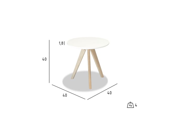 Sivupöytä Minerva 40 cm Pyöreä - Valkoinen - Lamppupöytä - Tarjotinpöytä & pikkupöytä