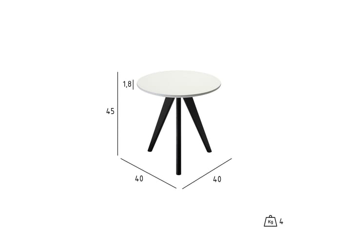 Sivupöytä Minerva 40 cm Pyöreä - Valkoinen/Musta - Tarjotinpöytä & pikkupöytä - Lamppupöytä