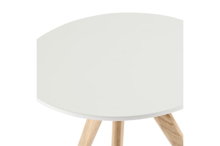 Sivupöytä Minerva 48 cm Pyöreä - Valkoinen/Tammi - Tarjotinpöytä & pikkupöytä - Lamppupöytä