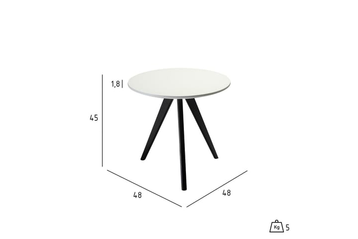 Sivupöytä Minerva 48 cm Pyöreä - Valkoinen - Tarjotinpöytä & pikkupöytä - Lamppupöytä