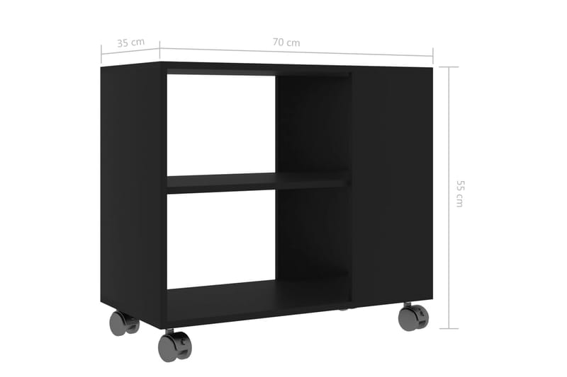 Sivupöytä musta 70x35x55 cm lastulevy - Huonekalut - Pöytä & ruokailuryhmä - Apupöytä & sivupöytä - Tarjotinpöytä & pikkupöytä