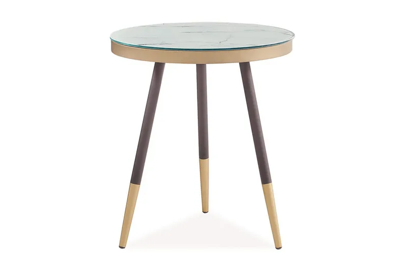 Sivupöytä Nagaram 45 cm Pyöreä, Lasi/Valkoinen/Musta